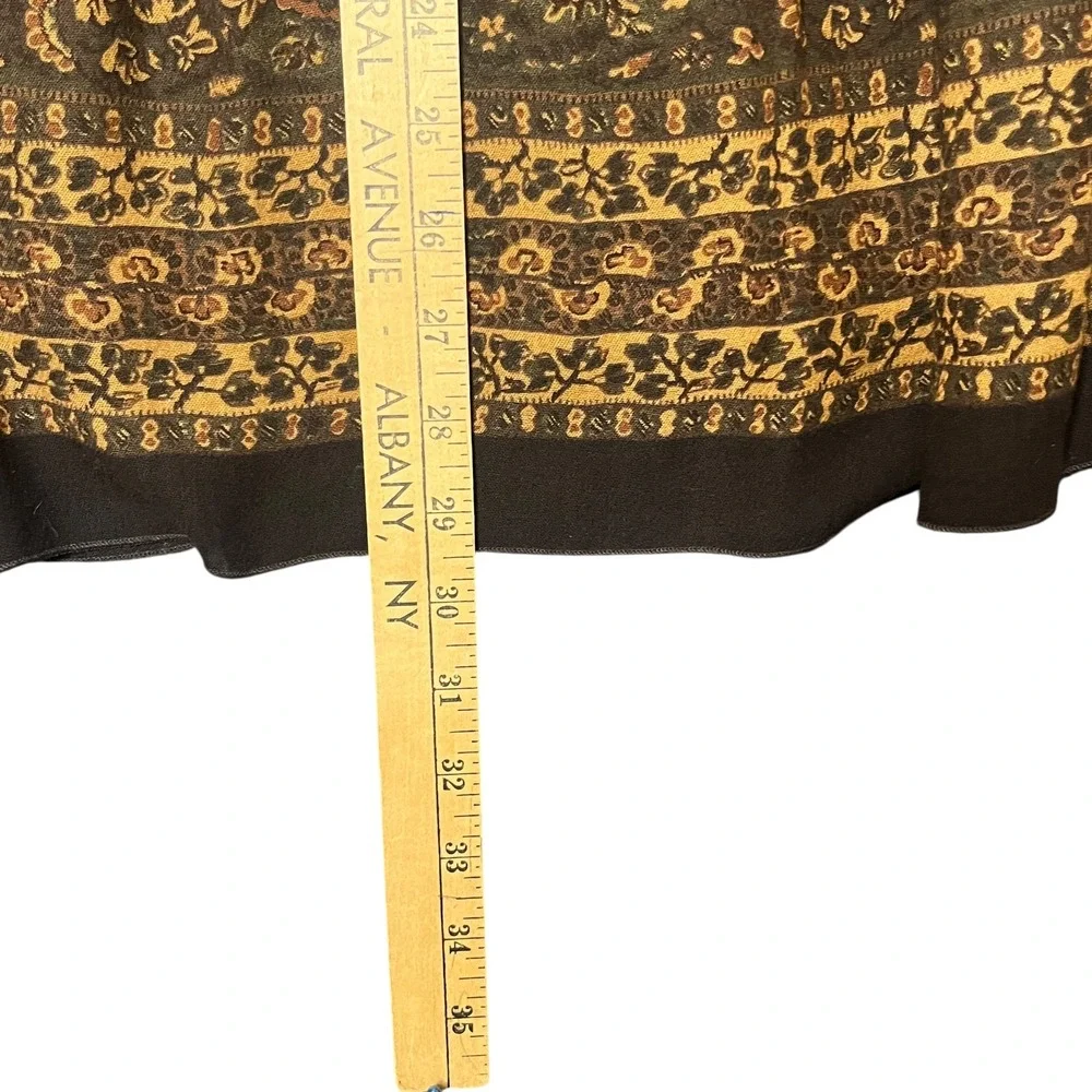 VTG Jones NewYork Skirt Size 4 Brown Paisley Pleated Peasant Academia Wool Blend